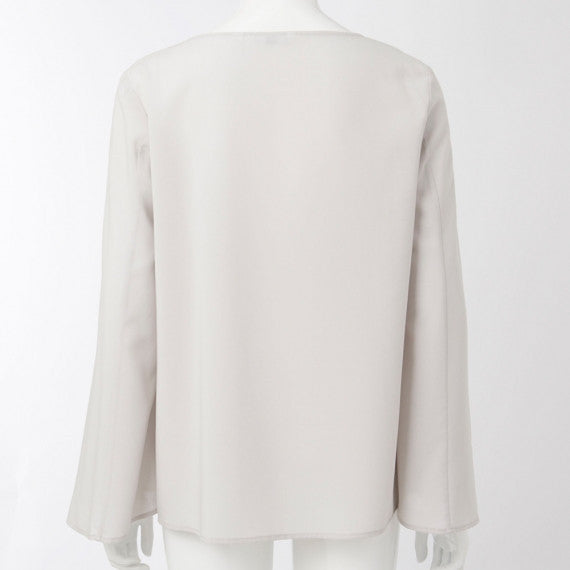 WOMEN Rayon Flare Long Sleeve T Blouse